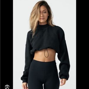 Joah Brown Draw Cord Cropped Sweatshirt